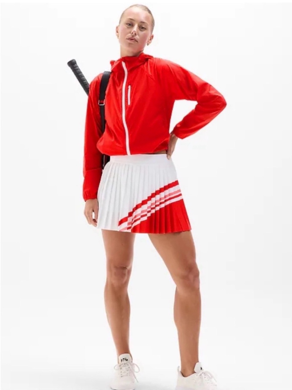 NWT Athleta Match Point Pleated Colorblock Skort Red White Size Large - Picture 1 of 10